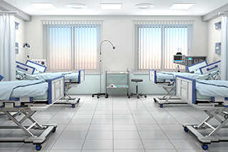 带病床的病房。