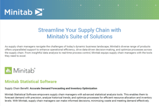 页面顶部显示 Minitab 的供应链解决方案套件，包括 Minitab Statistical Software。